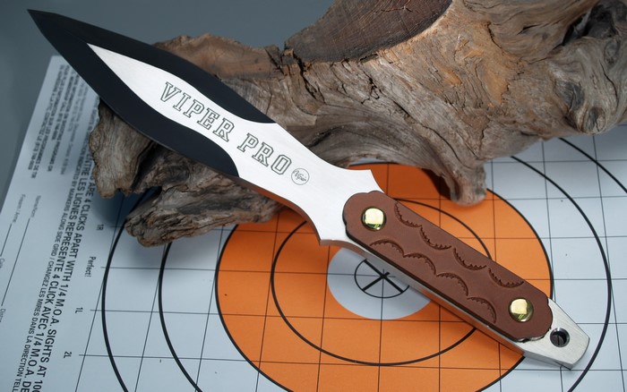 Viper Pro throwing knife on target paper