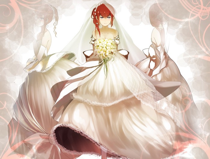Kurisu Makise from Steins;Gate in wedding dresses