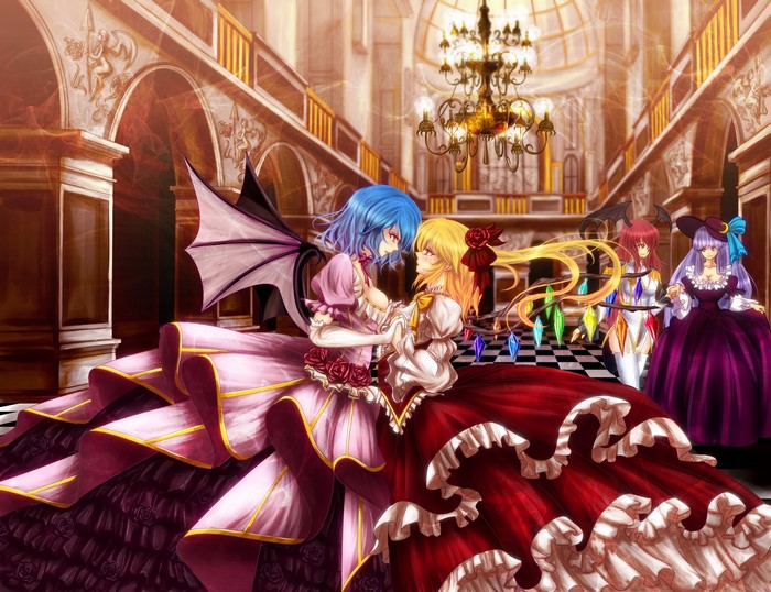 Touhou Collection: Four women in a ballroom
