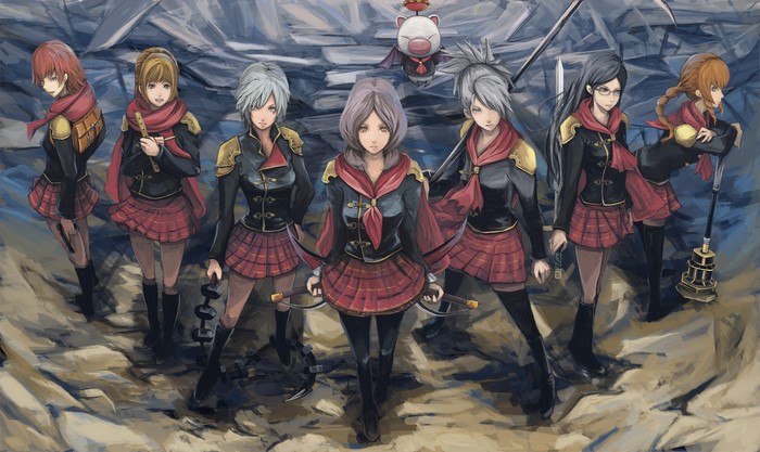 Group of young women in uniform from Final Fantasy Type-0