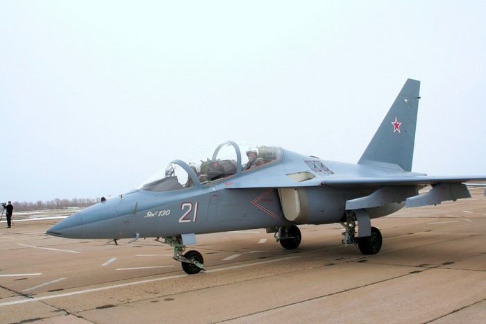 Yak-130 jet trainer aircraft on tarmac