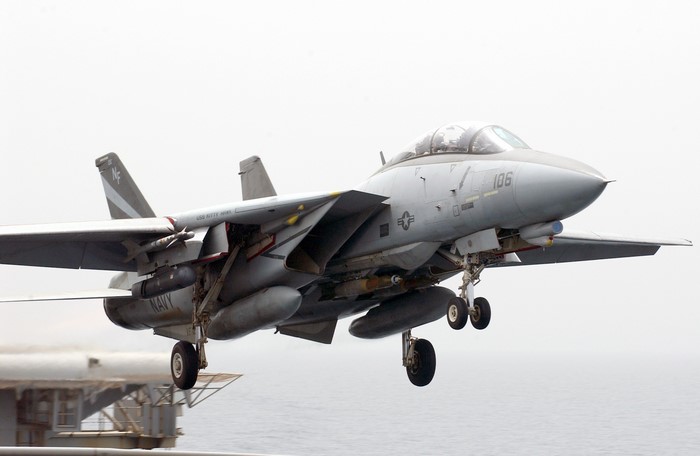 Grumman F-14 Tomcat landing on aircraft carrier