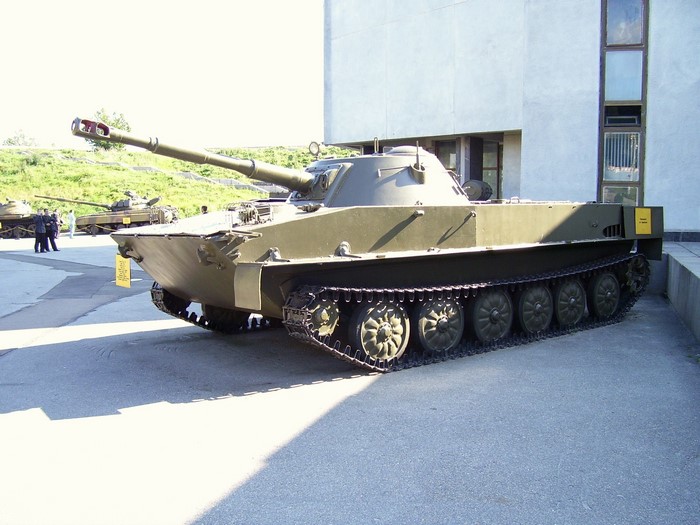 Amphibious tank on display