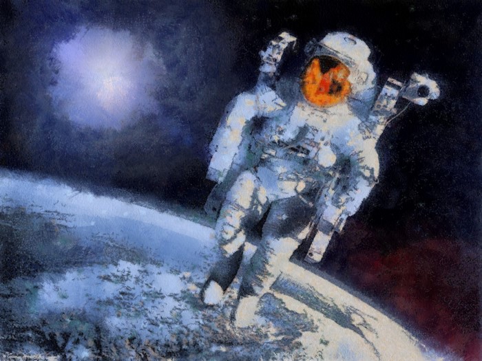 Astronaut floating above Earth