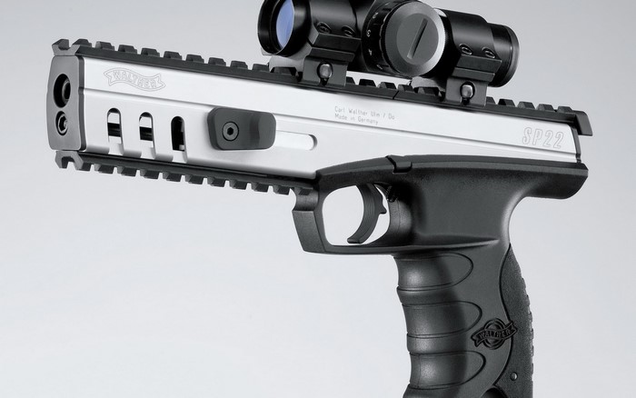 Walther SP22 pistol with scope