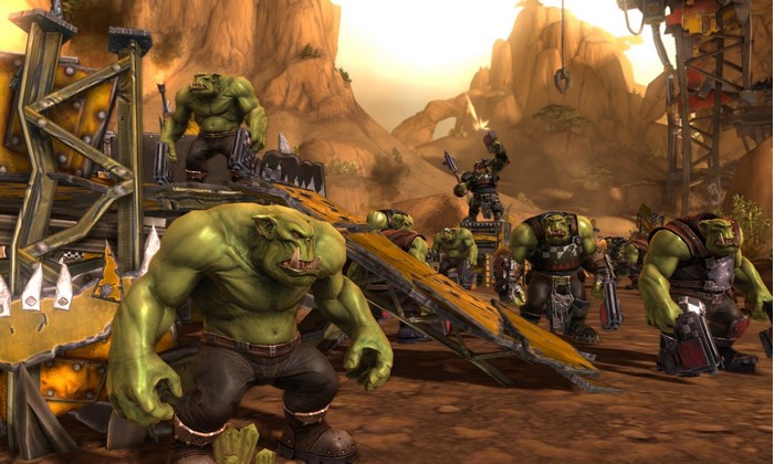 Warhammer 40,000 Orcs in a desert landscape