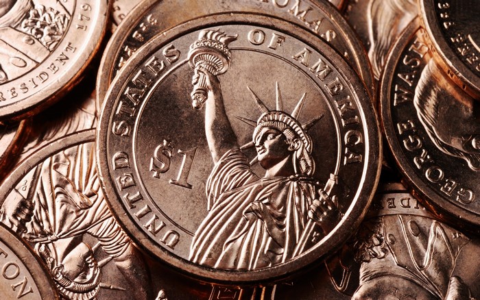 United States Dollar Coins with Statue of Liberty