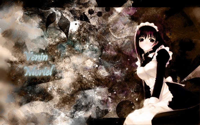 Maid with abstract background