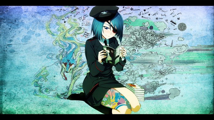 Girl from Infinite Stratos reading a book