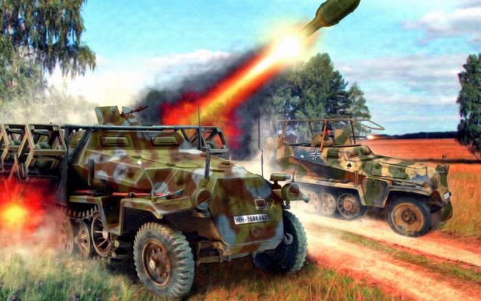 SdKfz 251 half-track vehicles in combat