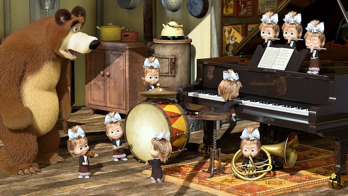 Masha and the Bear Playing Musical Instruments