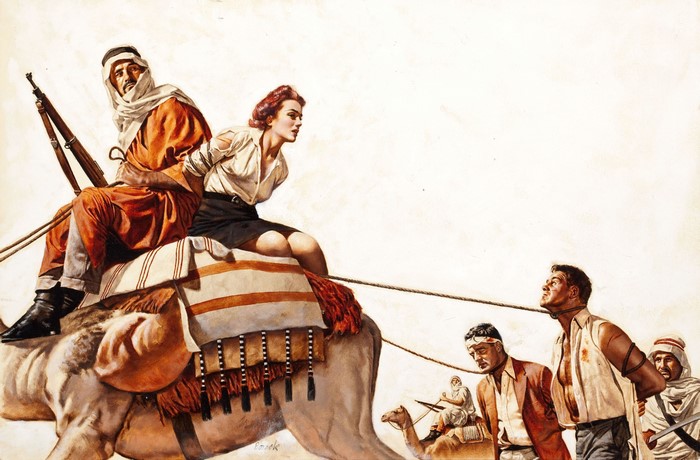 Stanley Borack painting of captives in desert