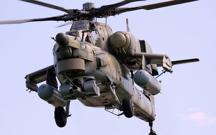 Mi-24 Hind attack helicopter in flight