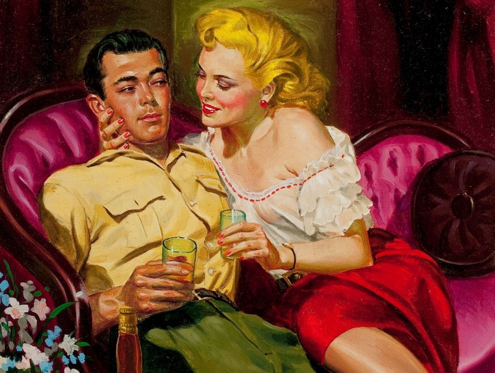 Couple drinking in a lounge