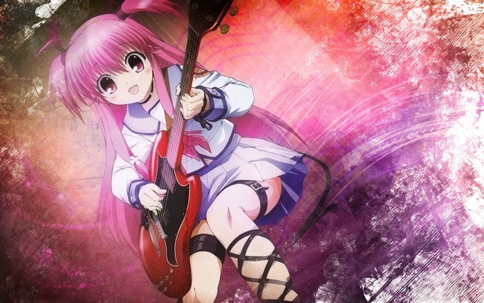 Yuri Nakamura from Angel Beats! playing a guitar
