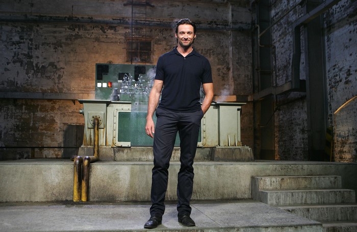 Hugh Jackman in industrial setting