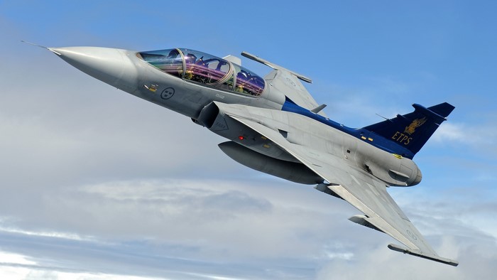 Saab JAS 39 Gripen fighter jet in flight
