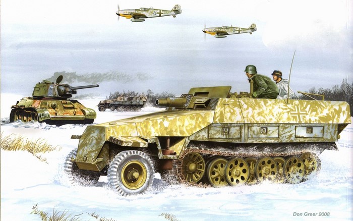 German SdKfz 251 halftrack in winter battle