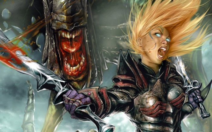 Divinity 2: Ego Draconis - Warrior fighting monster