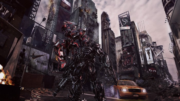 Transformers in a destroyed city