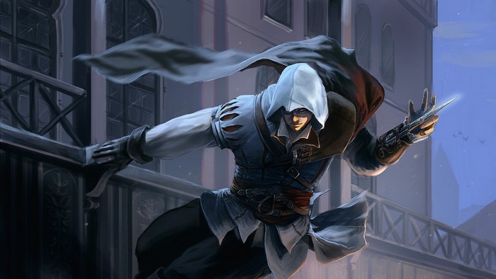 Assassin from Assassin's Creed leaping