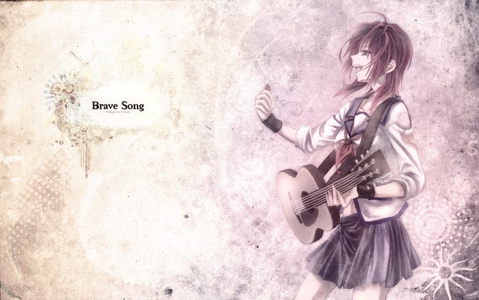 Kanade Tachibana from Angel Beats! playing guitar