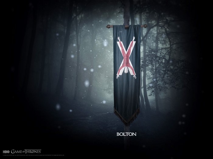 Game of Thrones Bolton banner in a forest