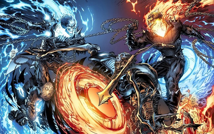 Ghost Riders in a fiery battle