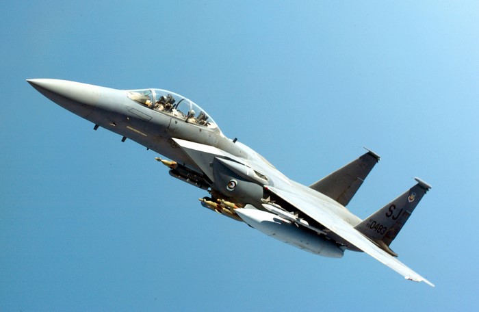 F-15 fighter jet in flight