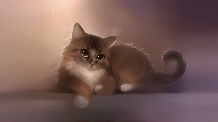 Fluffy cat painting