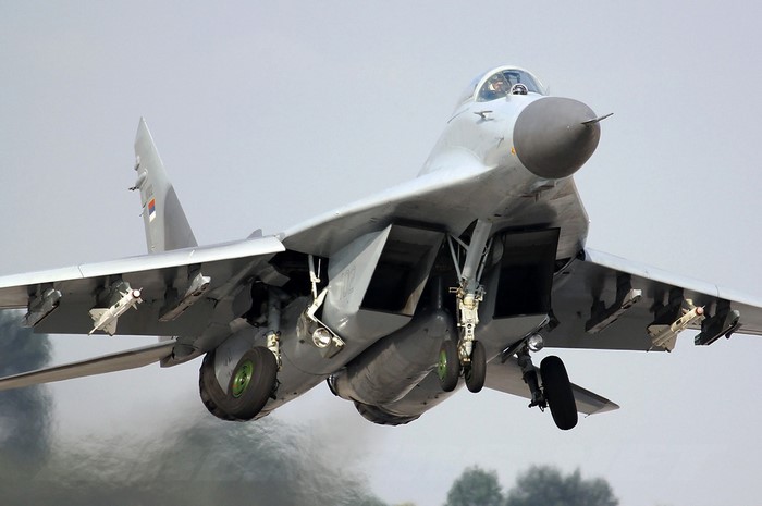 Mikoyan MiG-29 fighter jet taking off
