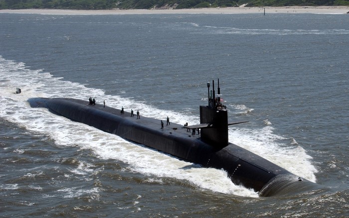 Submarine sailing on the water