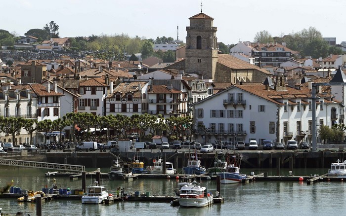 Saint Jean de Luz harbor with boats and buildings