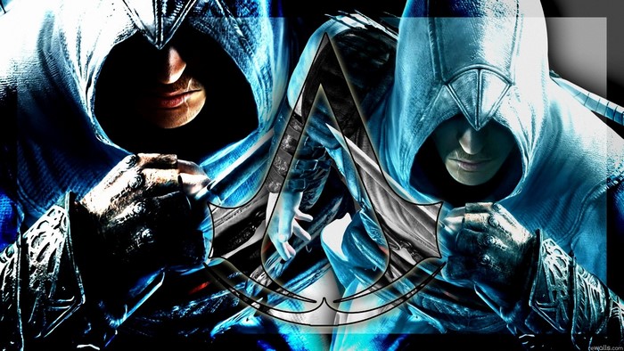 Assassins Creed logo with assassins