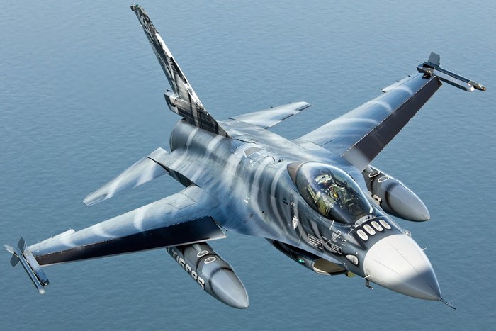 F-16 Fighting Falcon fighter jet in flight
