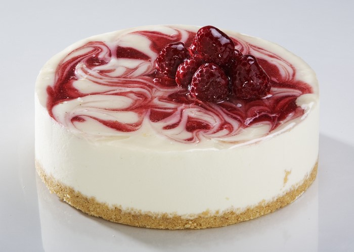 Raspberry Swirl Cheesecake with Fresh Raspberries