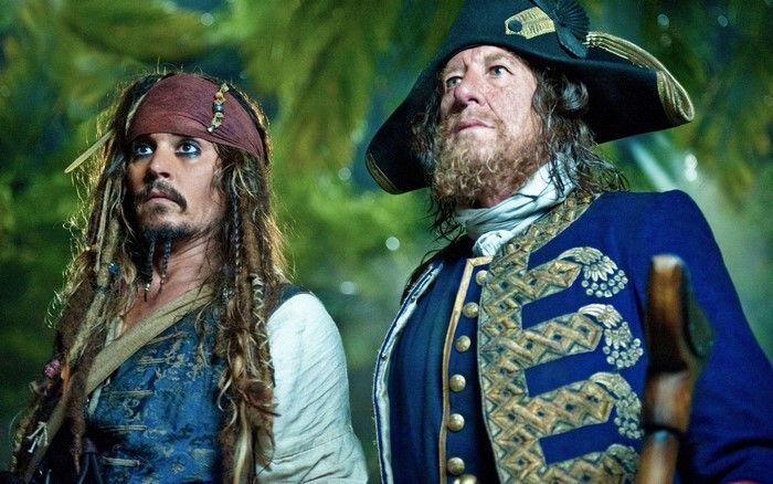Captain Jack Sparrow and Captain Barbossa from Pirates of the Caribbean