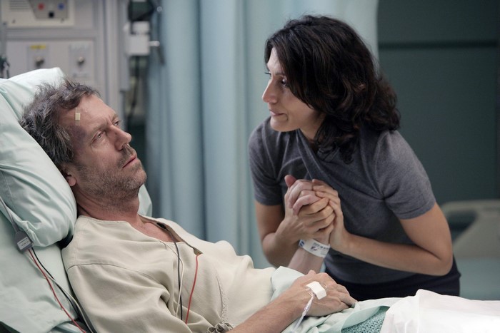 Hugh Laurie as Dr. House in a hospital bed