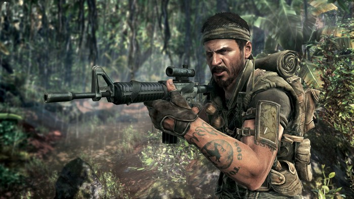 Soldier with rifle in jungle, Call of Duty