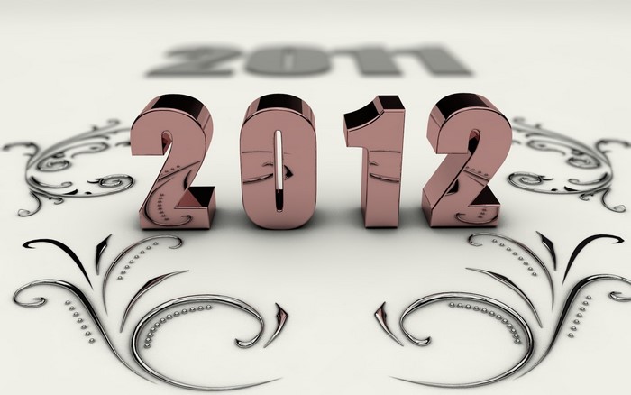 3D numbers 2012 with floral ornaments
