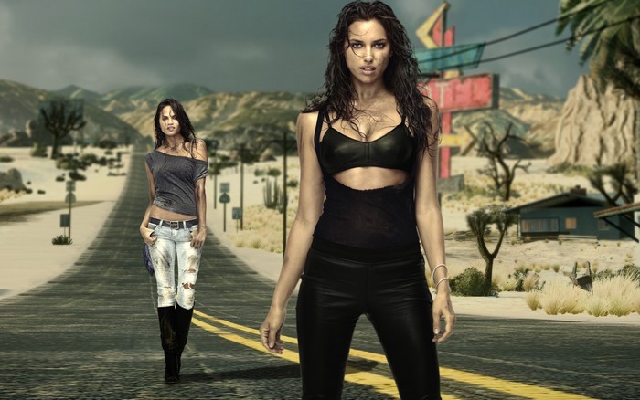 Two women on a desert road, Need for Speed