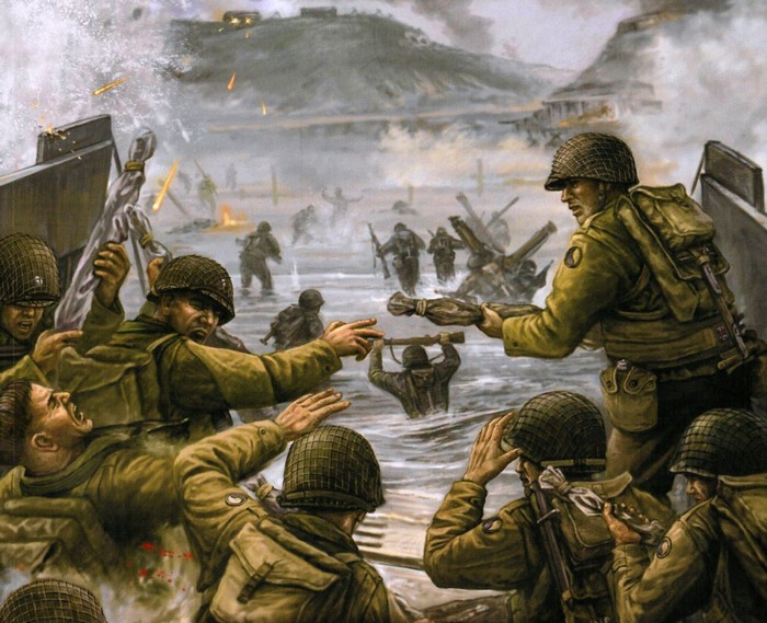 D-Day Soldiers Landing in War Painting