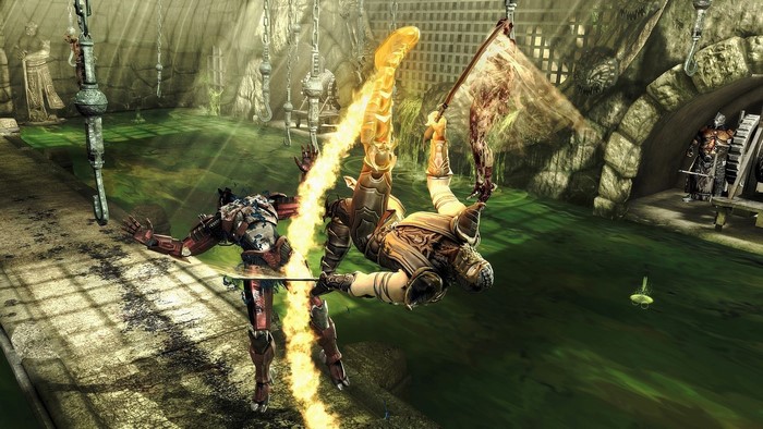 Two characters fighting in Mortal Kombat