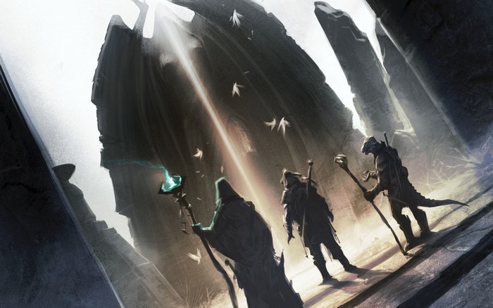The Elder Scrolls V: Skyrim characters in ancient ruins