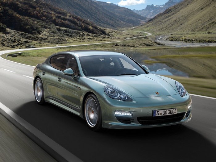 Porsche Panamera driving on a mountain road