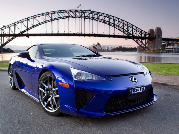 Blue Lexus LFA in Sydney with Harbour Bridge