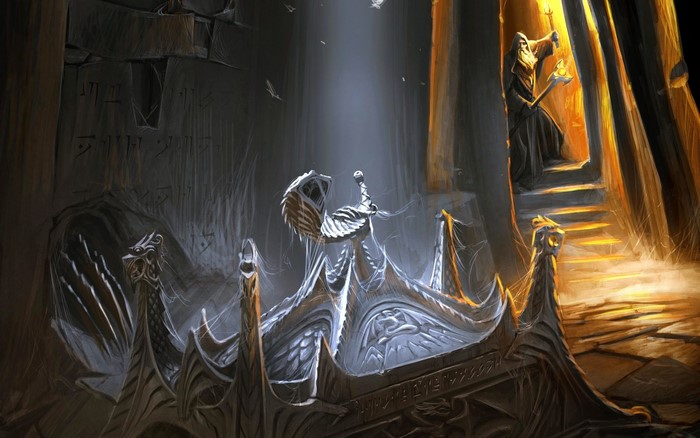 Elder Scrolls V Skyrim ancient tomb with wizard