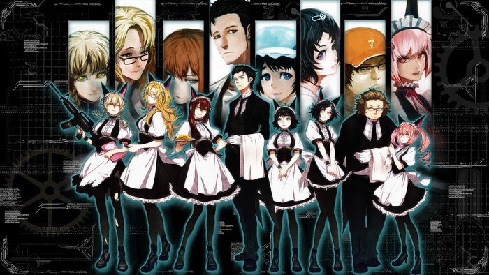 Steins;Gate characters in maid and butler outfits