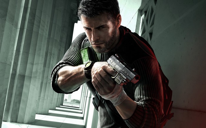 Sam Fisher from Splinter Cell holding a pistol