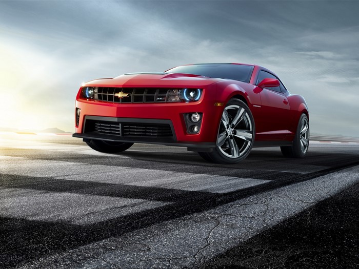 Red Chevrolet Camaro ZL1 on a Racetrack